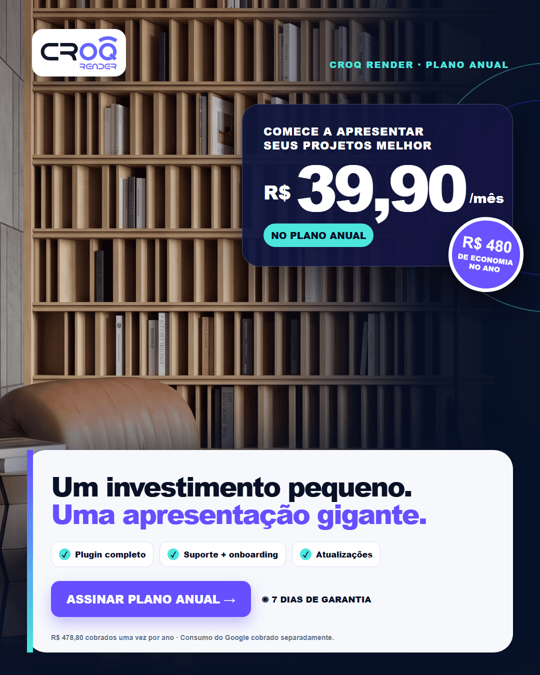 Exemplo de criativo com preço do Croq Render