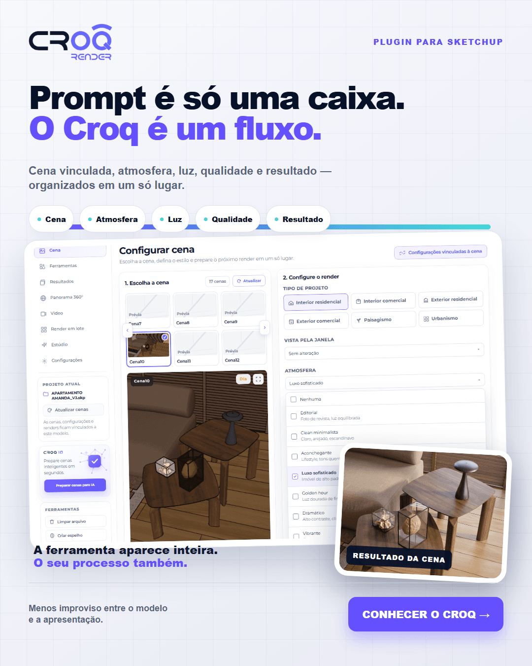 Exemplo de criativo mostrando o Croq Render em uso